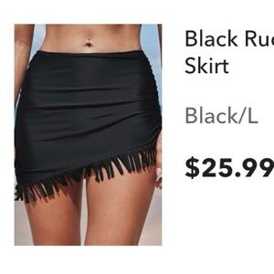 Black Ruched Fringe Skirt